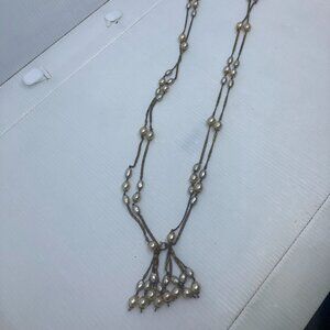 Vtg '40 MIRIAM HASKELL ? flapper lavalier chain baroque faux pearl 36" necklace